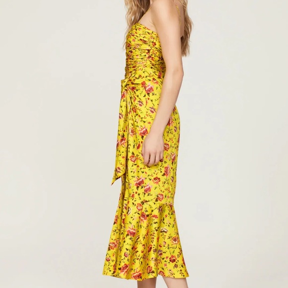 Cinq a Sept Yellow Floral Midi Dress - Picture 5 of 9